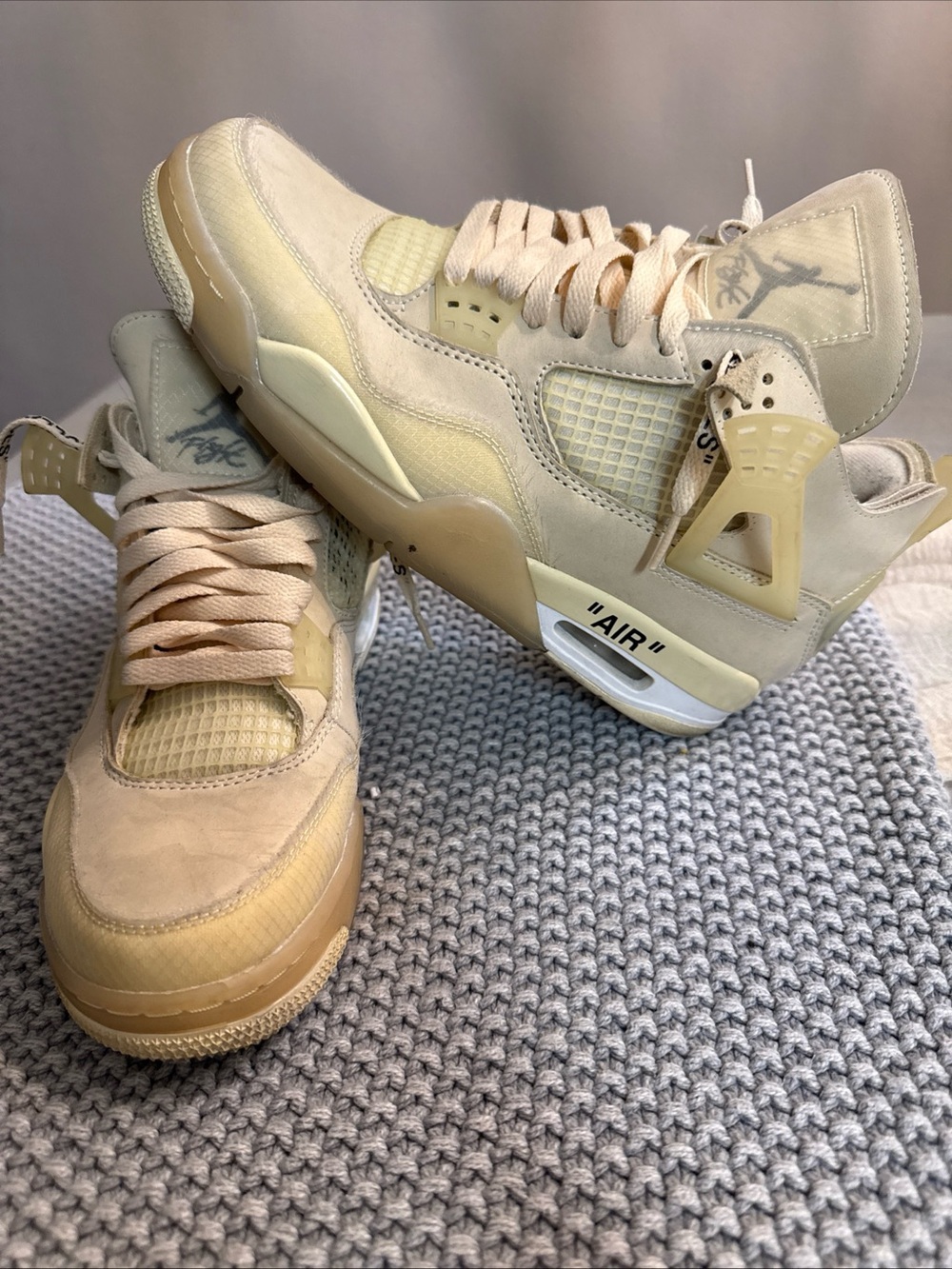 Off-White Wheat/Tan Air Jordan 4 Sneakers